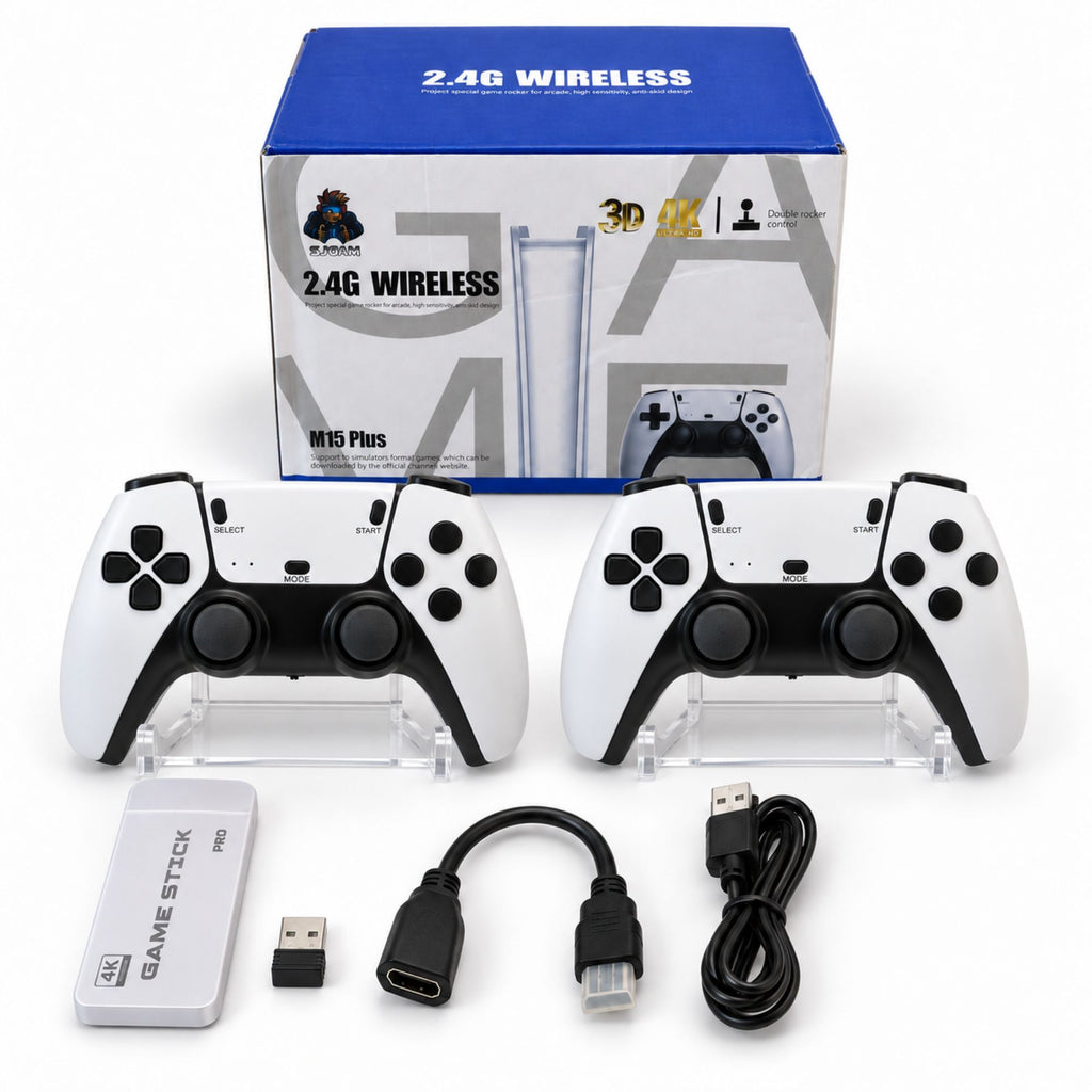 Game Stick M15 Plus 4K com 2 Controles Sem Fio - ORIGINAL DO PROJETO CINEMA